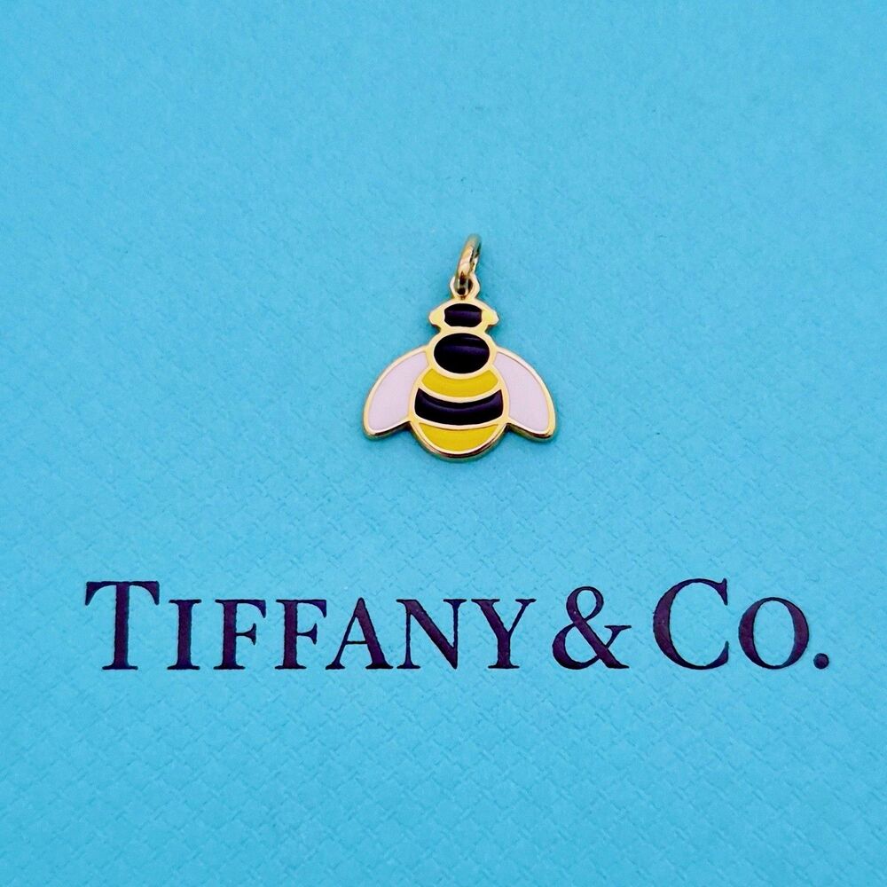 RARE Tiffany & Co. Bumble Bee Enamel 18k Yellow Gold Charm Pendant